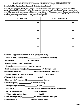 Bài tập Infinitive (to-V) gerund (V-ing) chia động từ